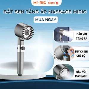 Vòi sen Tăng áp tích hợp bàn chải massage 3 trong 1 Miric Có Chế Độ Suất Cao Tiết Kiệm Nước