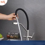 vòi rửa bát cần cao su miric 2 đường nước nóng lạnh màu black
